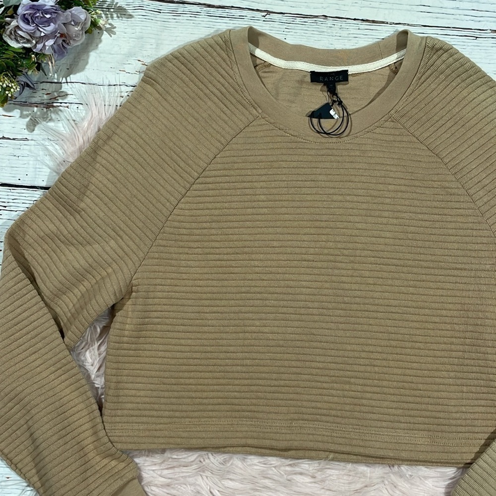 NWT The Range Tan Ripple Ottoman Raglan Sweatshirt - Picture 5 of 9